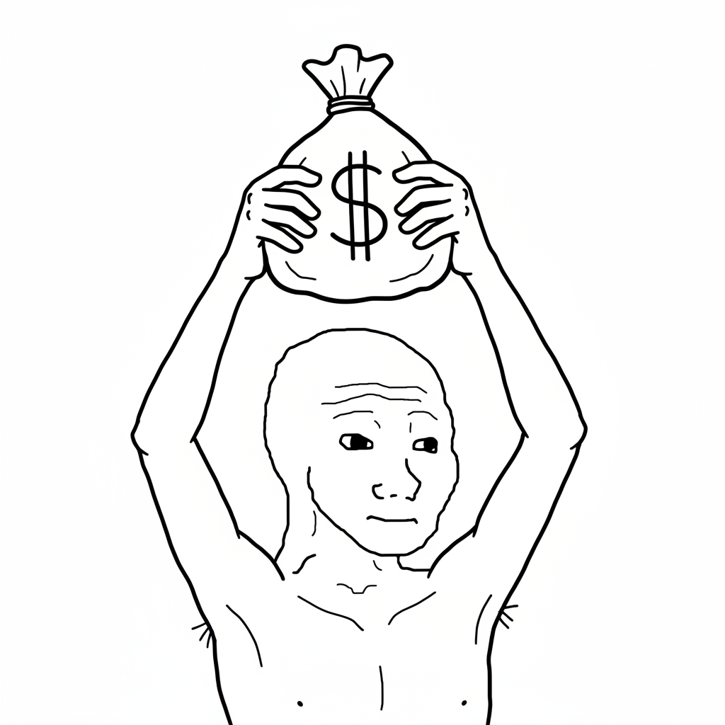 wojak with money bag